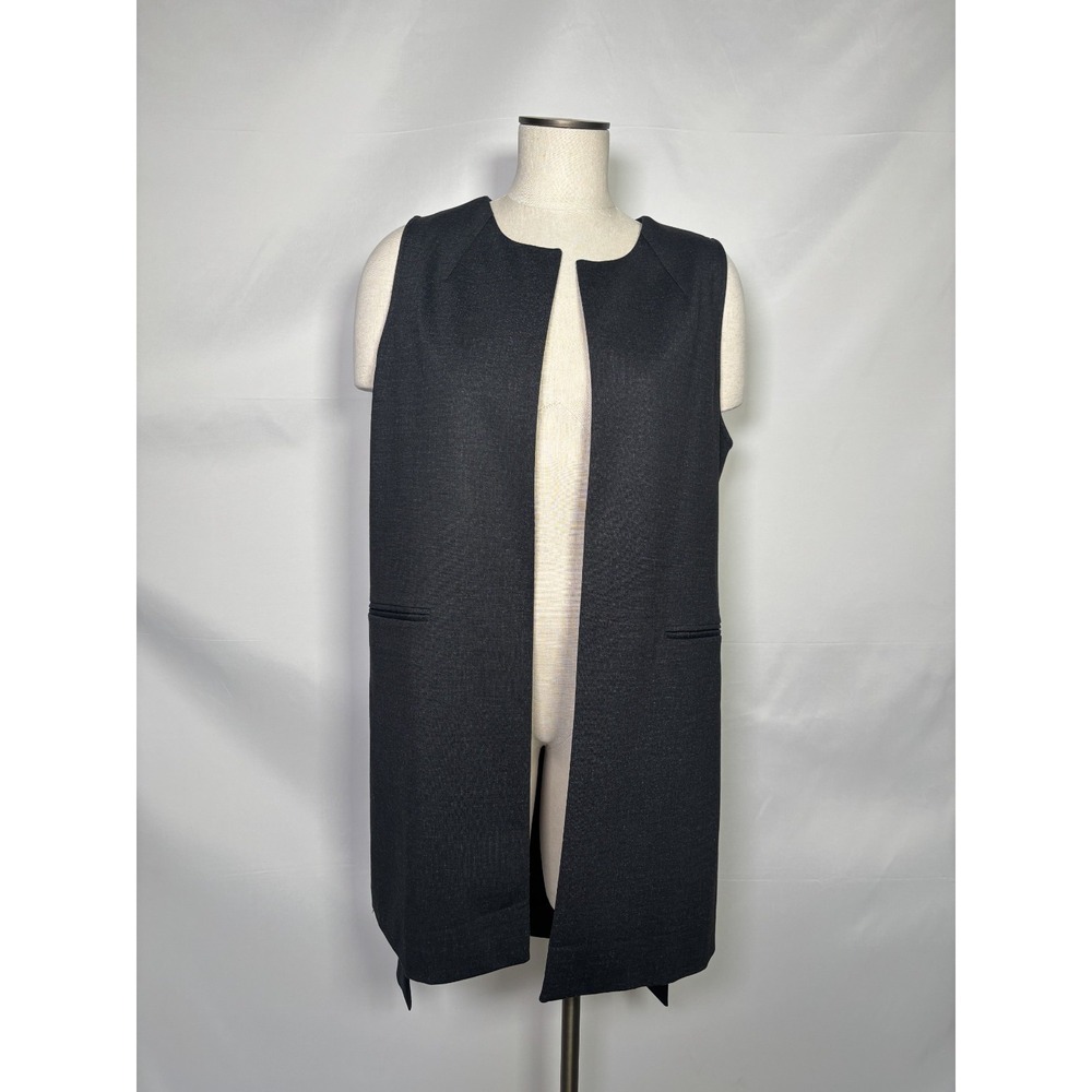 CAbi Womens Size Medium Dark Gray Split Hem Artist Long Open Front Drafting Vest